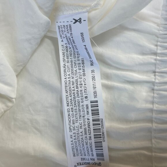 Zara Button Front Cropped Shirt Girls Size 11-12 White New WOT - Picture 6 of 7